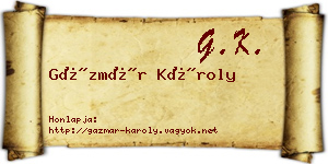 Gázmár Károly névjegykártya