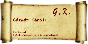 Gázmár Károly névjegykártya